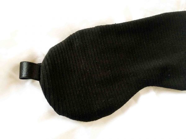 Black organic cotton rib textured sleep mask