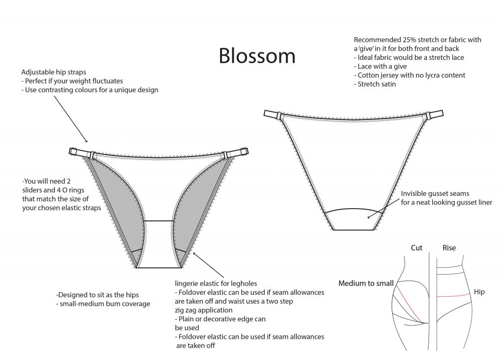 Blossom knicker sewing pattern details 