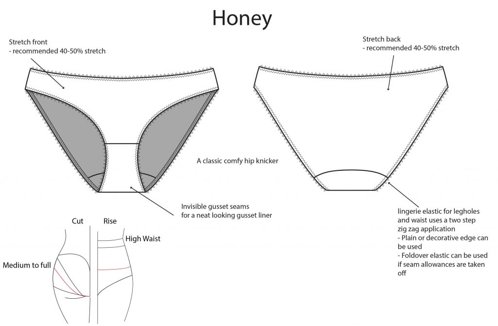 Honey knicker sewing pattern details 