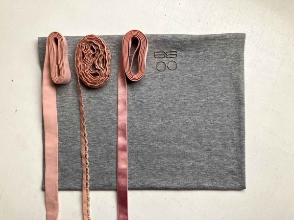 Bralette sewing kit organic grey pink