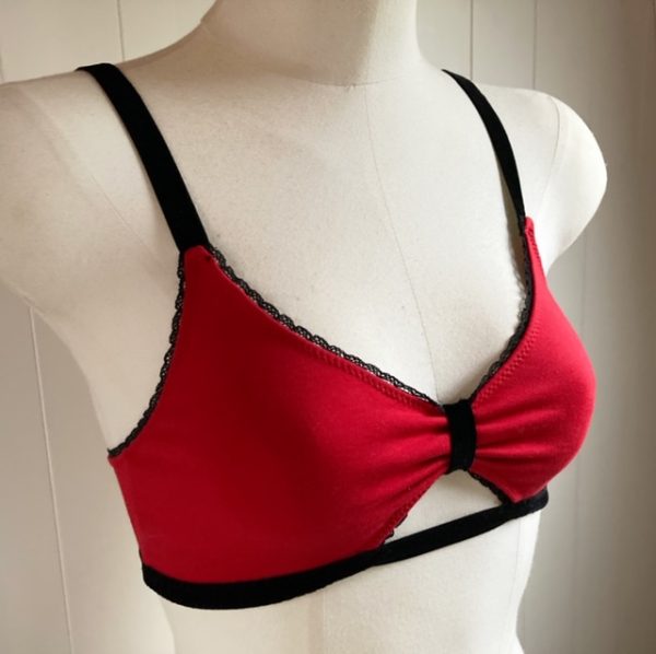 Organic cotton red barbary bralette