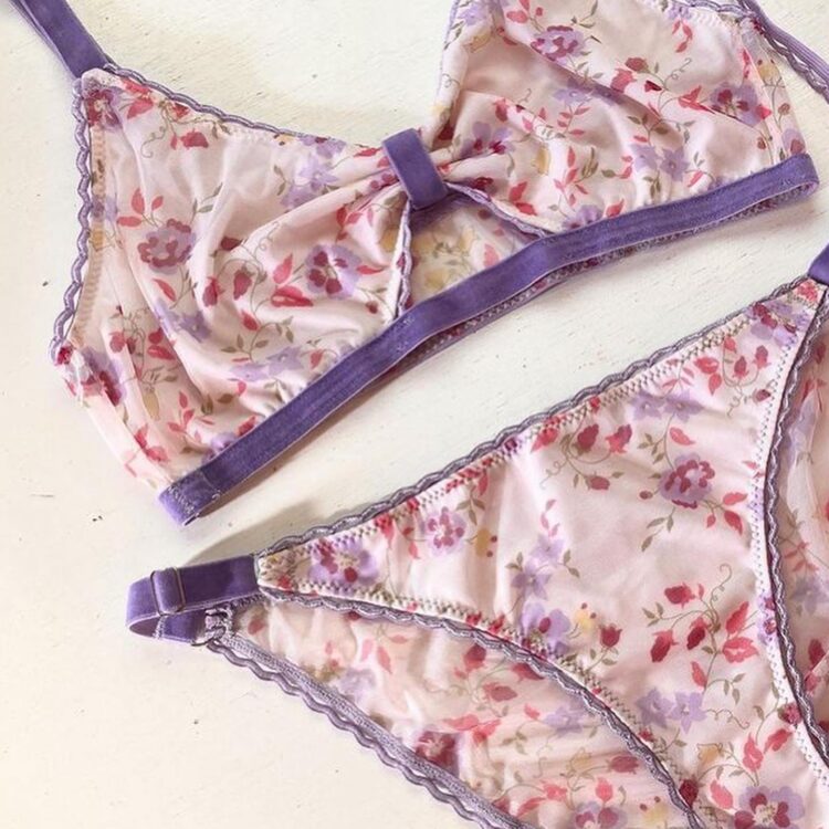 floral and lilac lingerie sewing kit