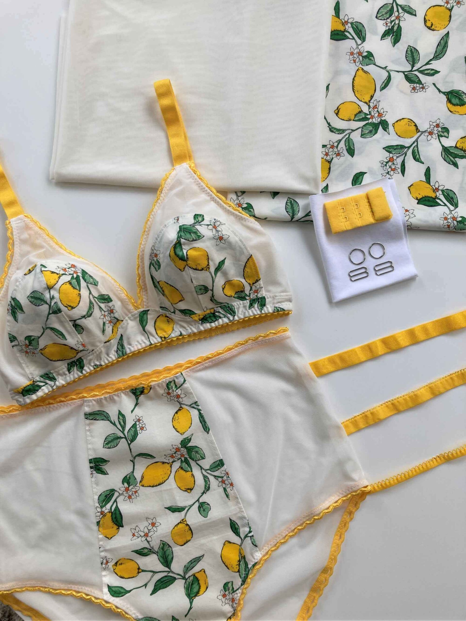Lemon Embroidered Lingerie Set