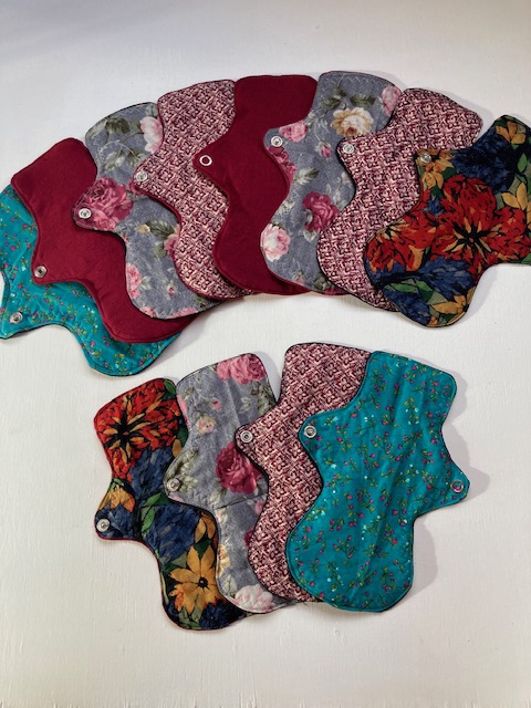 home sewn menstrual pads for charity
